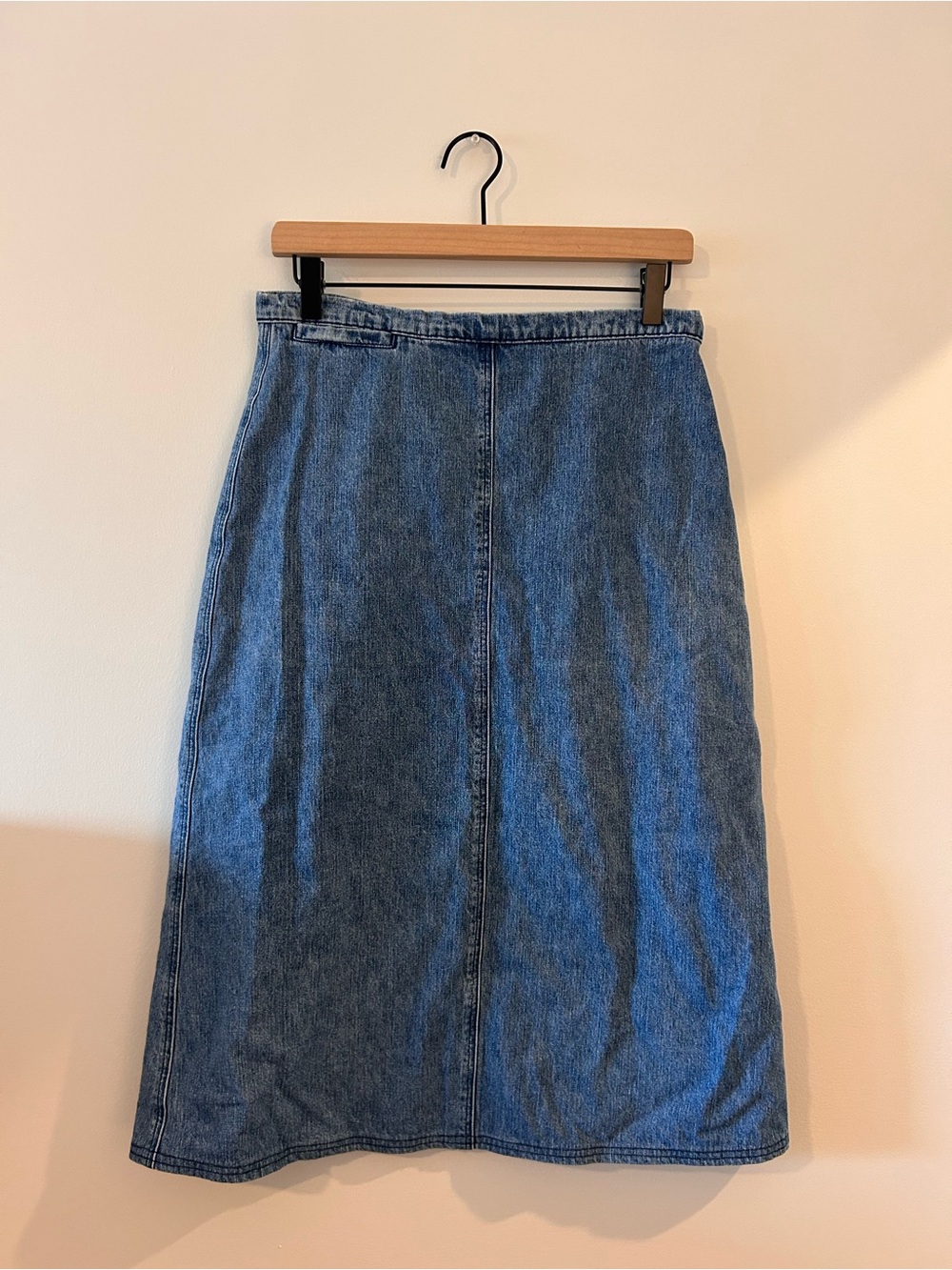 Woolrich Vintage Classic Denim A Line Midi Skirt Size 8 Blue 90s